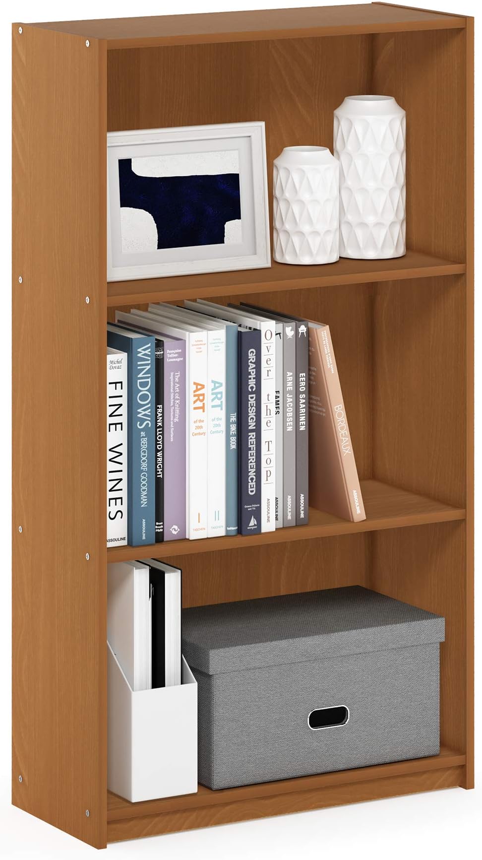 Furinno BASIC 3-Tier Book Shelf Light Cherry 55.2W x 100.3H x 23.1D cm