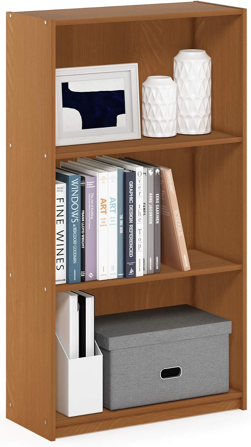Furinno BASIC 3-Tier Book Shelf Light Cherry 55.2W x 100.3H x 23.1D cm