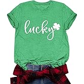 Womens St Patricks Day Shirt Green Shamrock Luck Shirts St Patricks Day Irish Clover Graphic Tshirt Tops