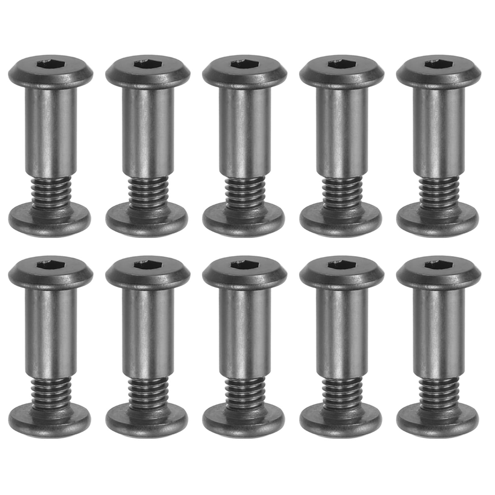 PATIKIL M8 x 12 mm Hex Chicago Screws, 10 Set Binding Screw Posts Connecting Hex Drive Socket Cap Bolt Nuts for Scrapbook Leather Belt Album Photo Furniture Repair, Black