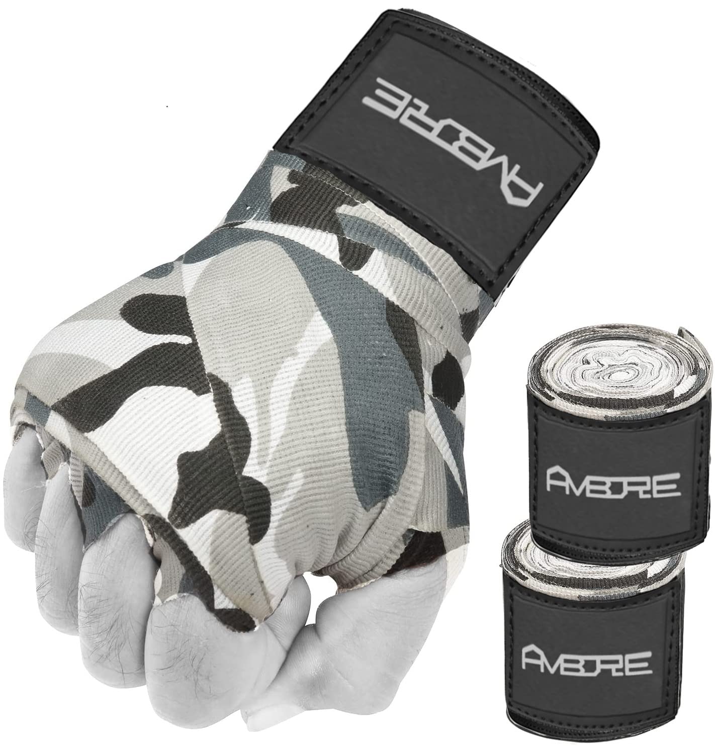 4.5 m Hand Wraps Inner MMA Boxing Gloves Bandages Training Muay Thai Stretch (Camo Grey)