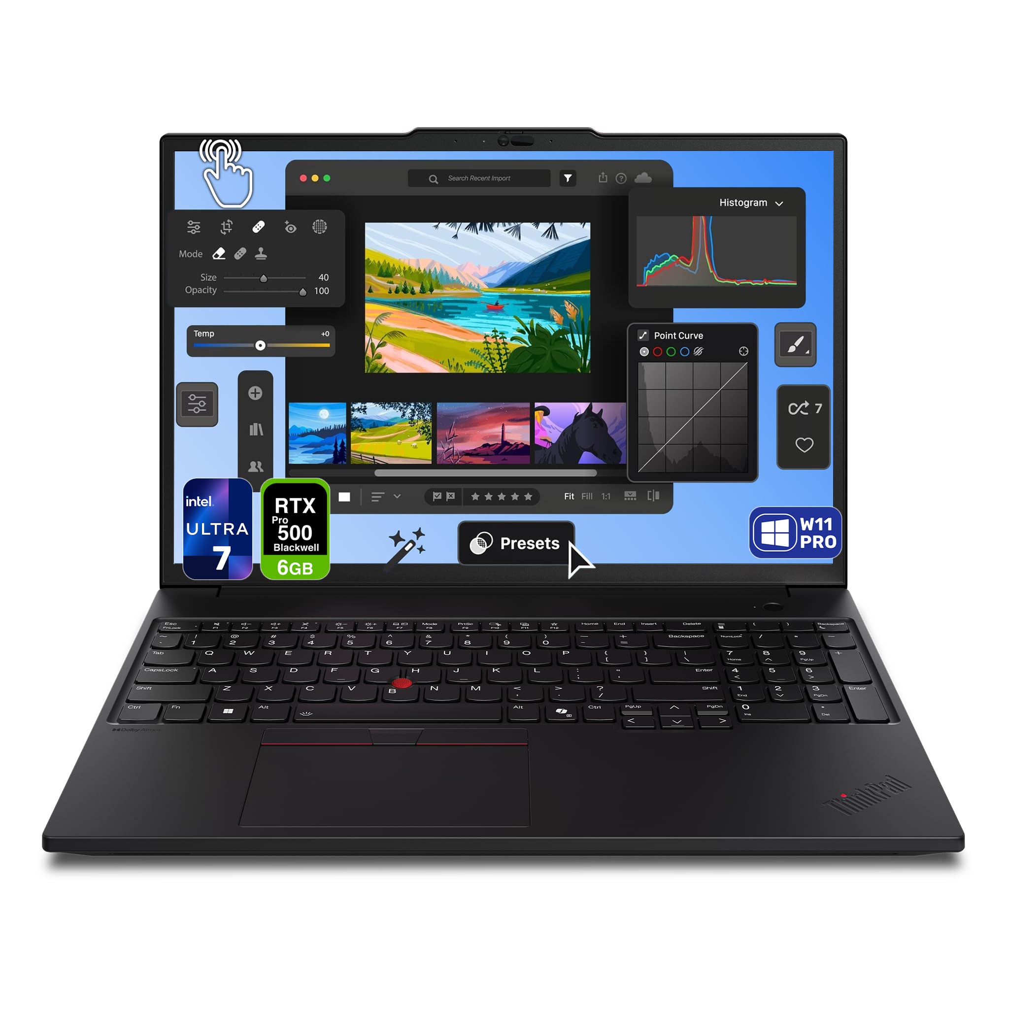 Lenovo ThinkPad P16s Gen 4 Mobile Workstation, Intel Ultra 7-255H, 32 GB DDR5 RAM, 1 TB PCIe SSD, 16" WQUXGA (3840x2400) OLED Touchscreen, Nvidia G-Force RTX PRO 500, Backlit Keyboard, W11 Pro, Black