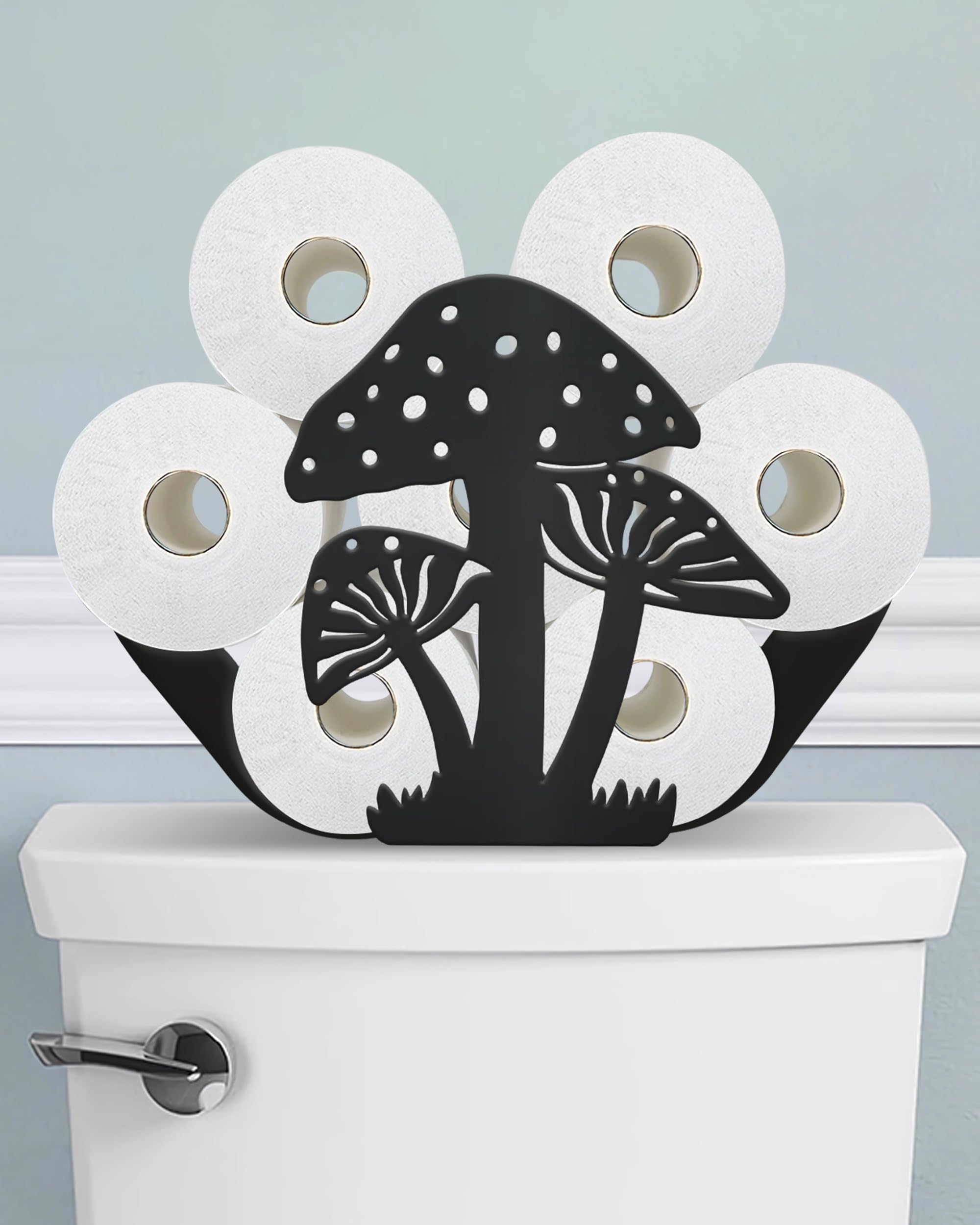 Photo 1 of Wigag Mushroom Toilet Paper Holder for Extra 8 Rolls, Wall Mounted Decorative Toilet Paper Storage, Farmhouse Bathroom Animal Decor Accessories Storage Cabinet