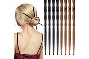 XIHIRCD 8pcs Chinese Wooden Hair Sticks, Retro Hair Chopsticks Bamboo Shape Hair Pin for Buns Long Hair Wood Hairpin Hair Hol