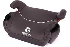 Diono Solana, No Latch, Single Backless Booster Car Seat, Lightweight, Machine Washable Covers, Cup Holders, Black
