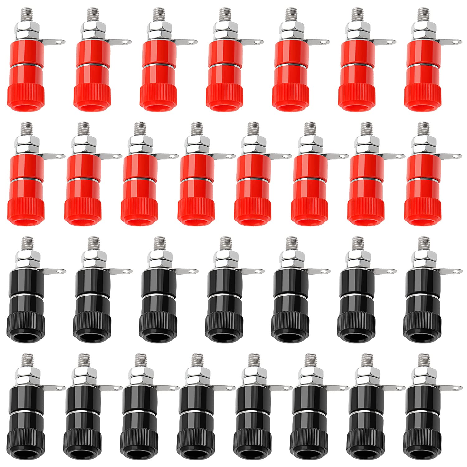 KUOQIY 30 PCS 4 mm Banana Socket, Binding Post Banana Plug, Audio Speaker Socket Amplifier Terminal Connector, for 4mm Banana Plug Connector (Red, Black) — image 1