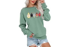 VILOVE Cute Sweatshirts for Women Chicken Graphic Long Sleeve Crew Neck Pullover Casual Fall Tops Shirts