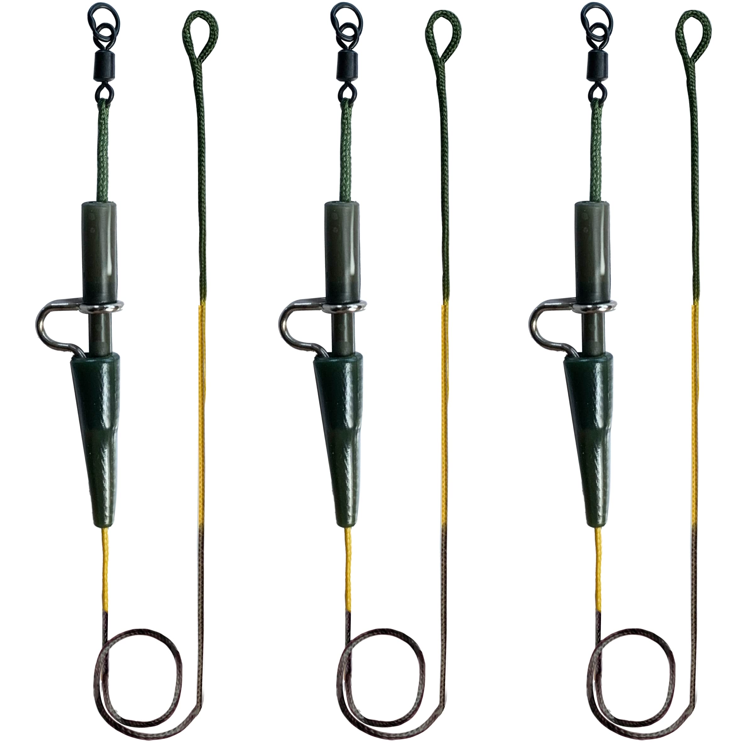 NewShot 3x Ready Tied Leadcore Leaders Hybrid Lead Clip, Sleeve, QC Swivel for Carp Fishing (Flexi Ring Swivels + Lead Clip)
