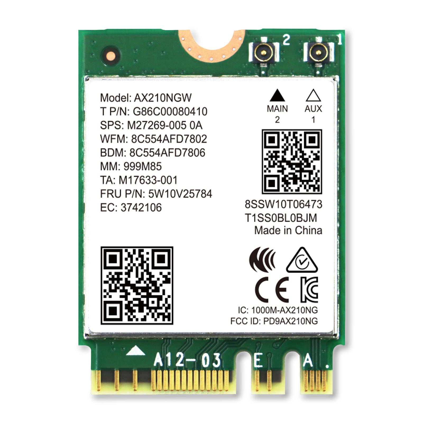 Photo 1 of NETELY 802.11AX Intel WiFi 6E AX210NGW NGFF M2 Interface WiFi Adapter with Bluetooth 5.2, WiFi 6E 5400Mbps Speed, 2.4GHz 574Mbps, 5GHz 2400Mbps, 6GHz 2400Mbps WiFi Network Card (WiFi 6E AX210NGW)