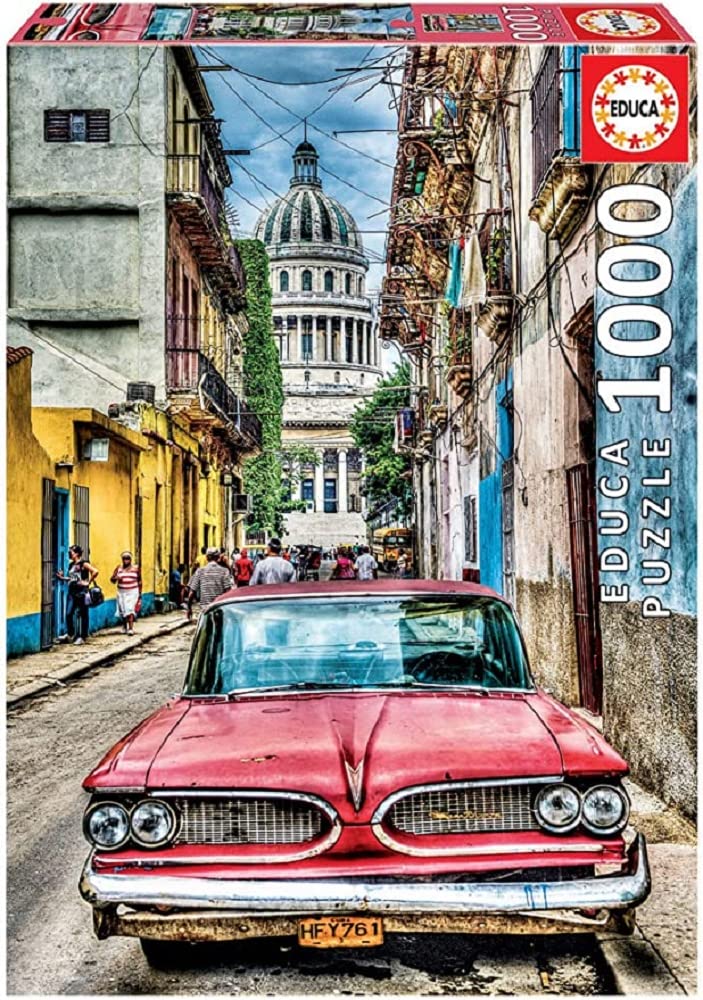 Educa 16754, Vintage car, 1000 Piece Puzzle for Adults and Children from 11 Years, Havana, Cuba, Standard