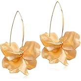 GPASTG Handmade Bohemian Acrylic Flower Petal Dangle Drop Earrings Long Big Rose Floral Earrings for Women