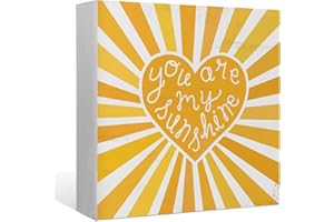 EIONEY You are My Sunshine Inspirational Wood Box Sign Desk Decor,Boho Sunshine Heart Wooden Block Sign Decorations for Home Bedroom Girls Room Wall Tabletop Shelf Decor