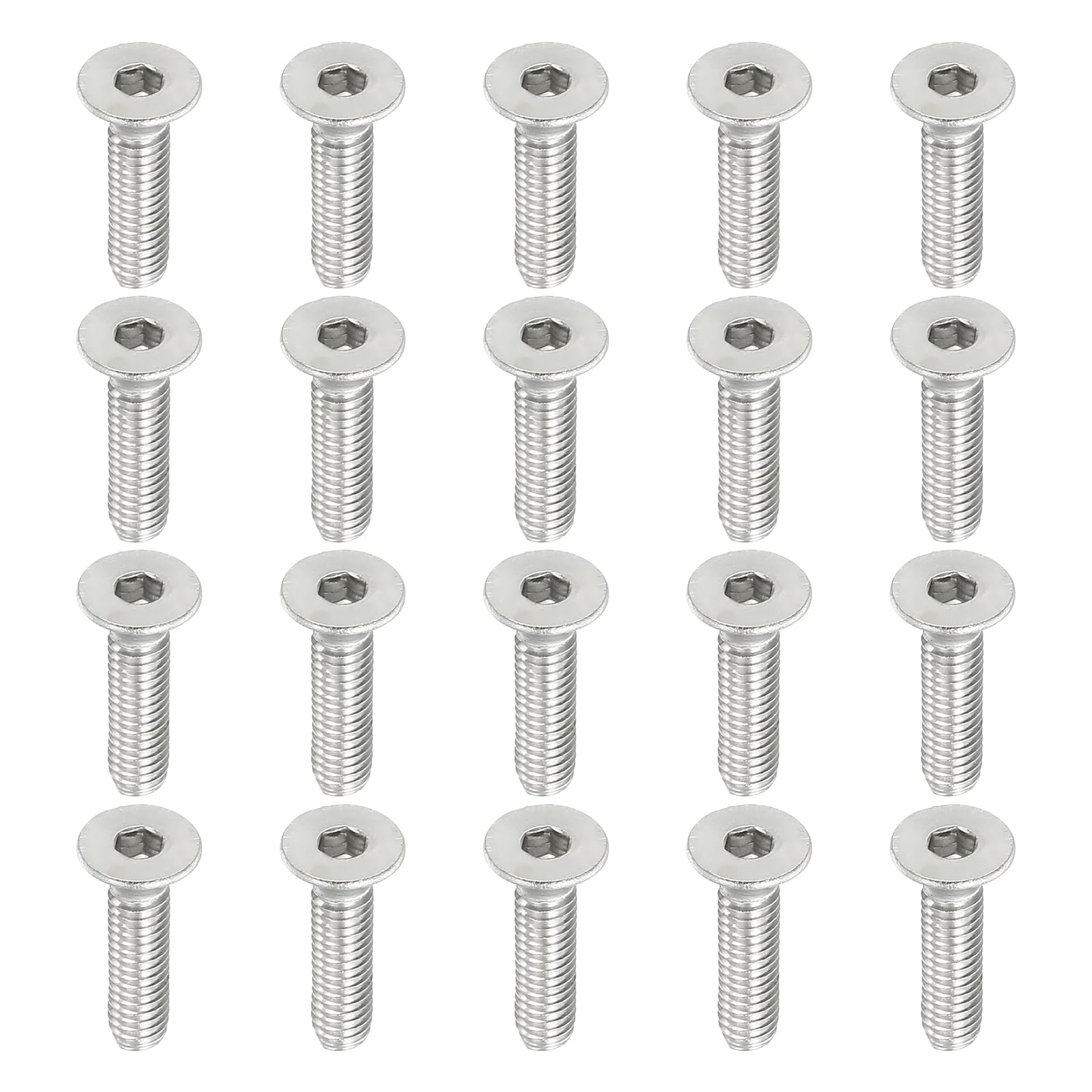 PATIKIL M4 x 16mm Flat Head Socket Cap Screws, 50 Pack 304 Stainless Steel 18-8 Machine Screws Flat Countersunk Bolts Hex Socket Drive Fasteners Grade 6.8 — image 1
