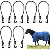 6 Pcs Horse Blanket Leg Straps, Elatic Horse Blanket Leg Straps Replacement with Duble Ended Clips, 20 Inch Horse Rug Tail Strap, Winter Horses Supplies (Medium)