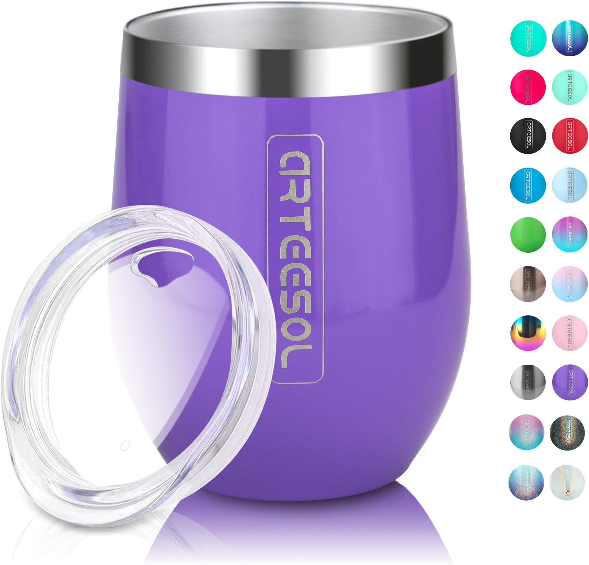 Reusable Coffee Cup Arteesol 350ml (12oz) Insulated Outdoor Tumbler with Lids Double Wall Stainless Steel Travel Mug Eco-Friendly Thermal Cup for Camping Picnic Beach Pool