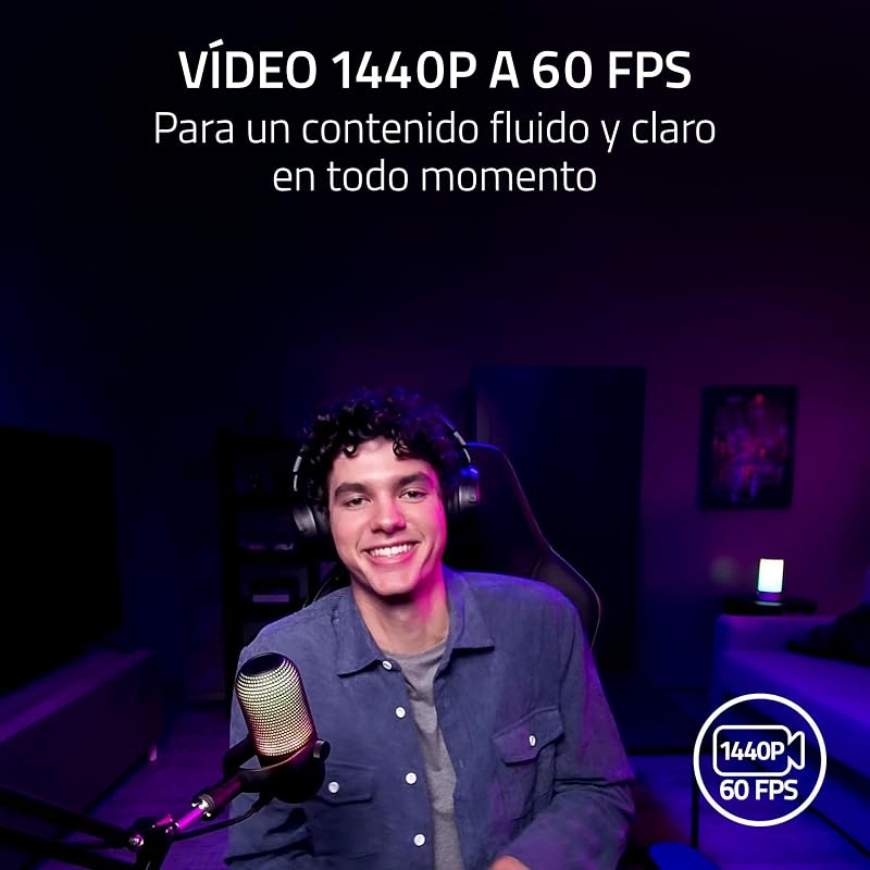 Kiyo V2 X - Webcam Full HD 1080p, 60 FPS para criadores - Autofoco - Objetiva grande angular - Microfone incorporado - Compatível com Open Broadcaster Software e Xsplit | Branco
