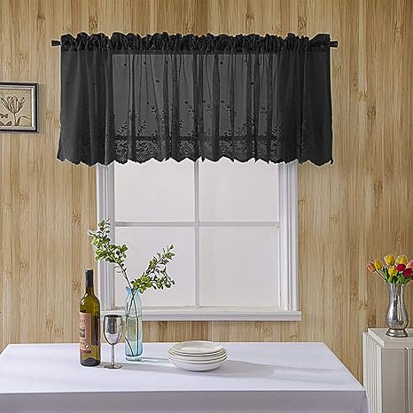 Buy Leoie Modern Lace Hem Roman Shades Short Window Sheer Curtain