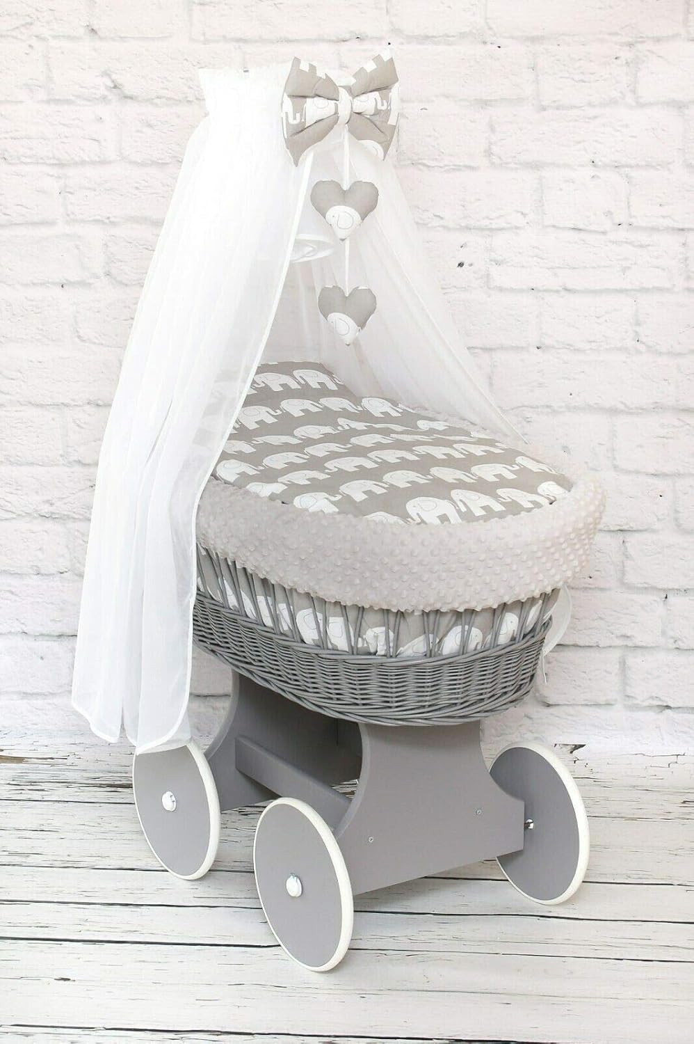 grey moses basket bedding