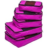TravelWise Luggage Packing Organization Cubes 5 Pack, Pink, 2 Small, 2 Medium, 1 Large
