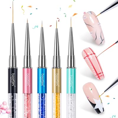 Beetles Gel Polish Nail Art Liner Brushes Set 5 Sizes 5/7/9/11/20mm 17.5cm