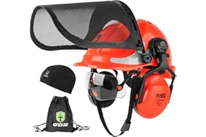 GREEN DEVIL Chainsaw Safety Protective Helmet Forestry Helmet with Build-in Visor Mesh Face Shield Ear Muffs 4 in 1 Ideal for Arborist Tree Work DIY Outdoor Logging Hard hat