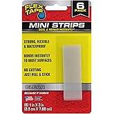 Flex Tape Mini Strips, Strong Flexible Rubberized Waterproof, Seal and Patch Leaks, Works Underwater, Indoor Outdoor - Home RV Roof Plumbing and Pool Repairs, Clear, (6) 1 in x 3 in Pieces