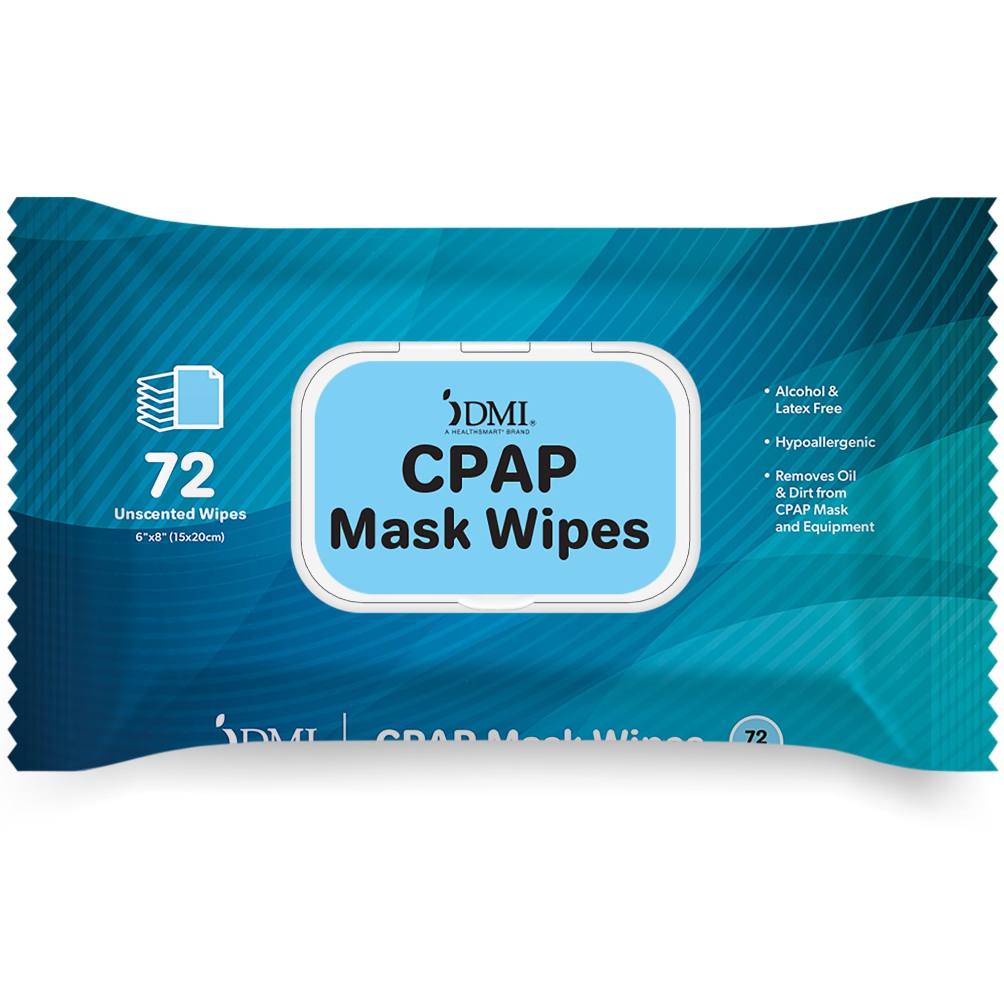 Photo 1 of DMI CPAP Mask Wipes, Removes Oil & Dirt from CPAP Mask & Equipment, Alcohol & Latex Free, CPAP Supplies, Hypoallergenic, Unscented, 72 Count Pack, Extra-Large