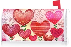 Texupday Love Heart Flower Valentine's Day Decoration Mailbox Cover with Magnetic Strip Holiday Mailbox Wraps Post Letter Box Cover Standard Size 21" X 18" for Garden Outdoor Yard Decor