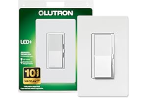 Lutron Diva LED+ Dimmer Light Switch for Dimmable LED, Halogen, and Incandescent Bulbs with Wallplate, 150 Watt, Single-Pole or 3-Way, DVWCL-153PH-WH, White