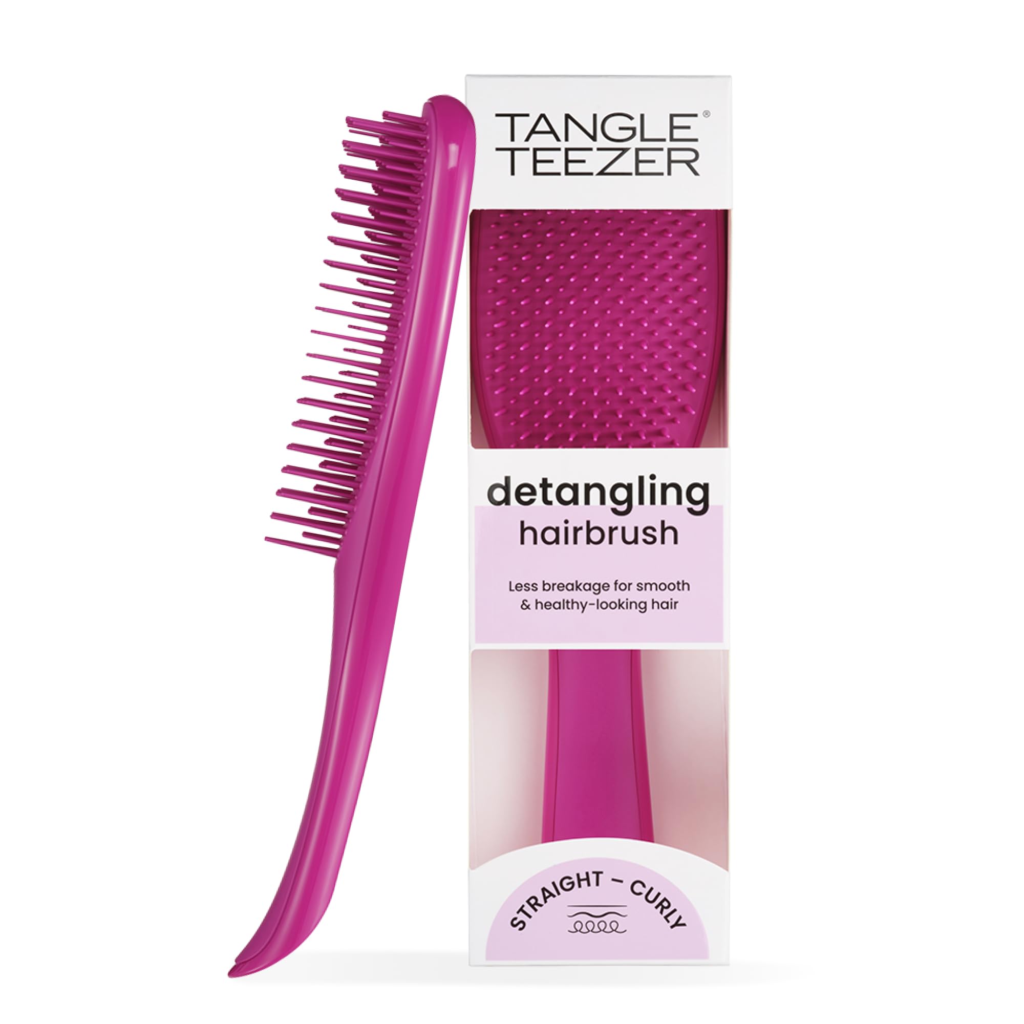 Tangle Teezer Ultimate Detangler Hairbrush - For Wet & Dry Hair - Detangling Brush for All Hair Types - Two-Tiered Teeth Reduce Breakage & Eliminate Knots - Electric Raspberry Pink