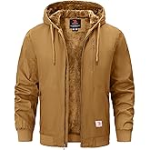 Rdruko Men's Work Jackets Flannel Lined Insulated Cotton Workwear Hooded Winter Coats