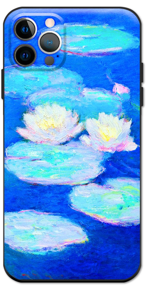 Berkin Arts Compatible with iPhone 12 Pro Max Case Silicone Cover with Screen Protector Impressionism Colorful Impasto Brush (Water Lilies by Claude Monet)