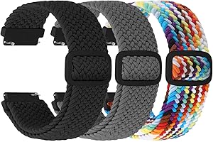 Tiptops Quick Release Watch Band Braided- Choice of Lugs Width - 18mm 19mm 20mm 22mm Elastic Watch Straps Adjustable Stretchy Solo Loop Sport Replacement Wristband For Men and Wome