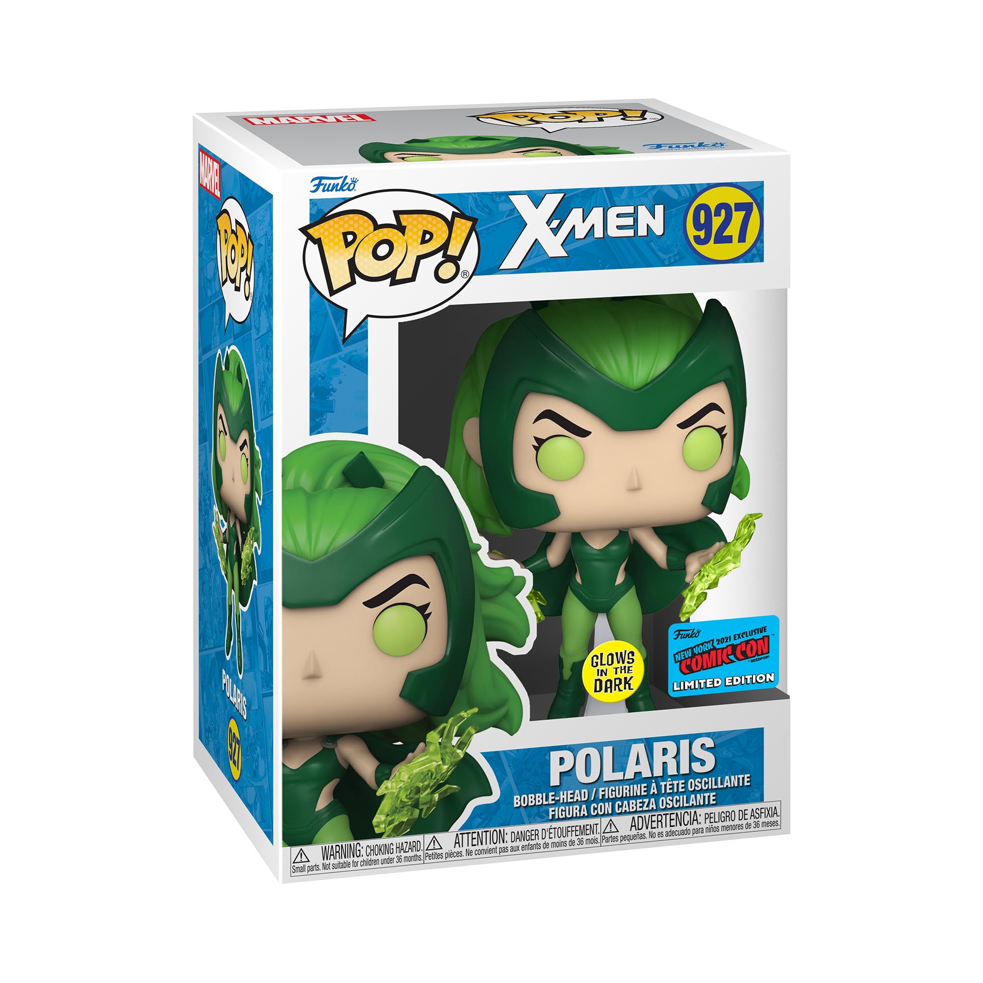 Funko POP! Marvel: X-Men Polaris Glow in The Dark Vinyl Figure 2021 Fall Convention Sticker Exclusive, Green