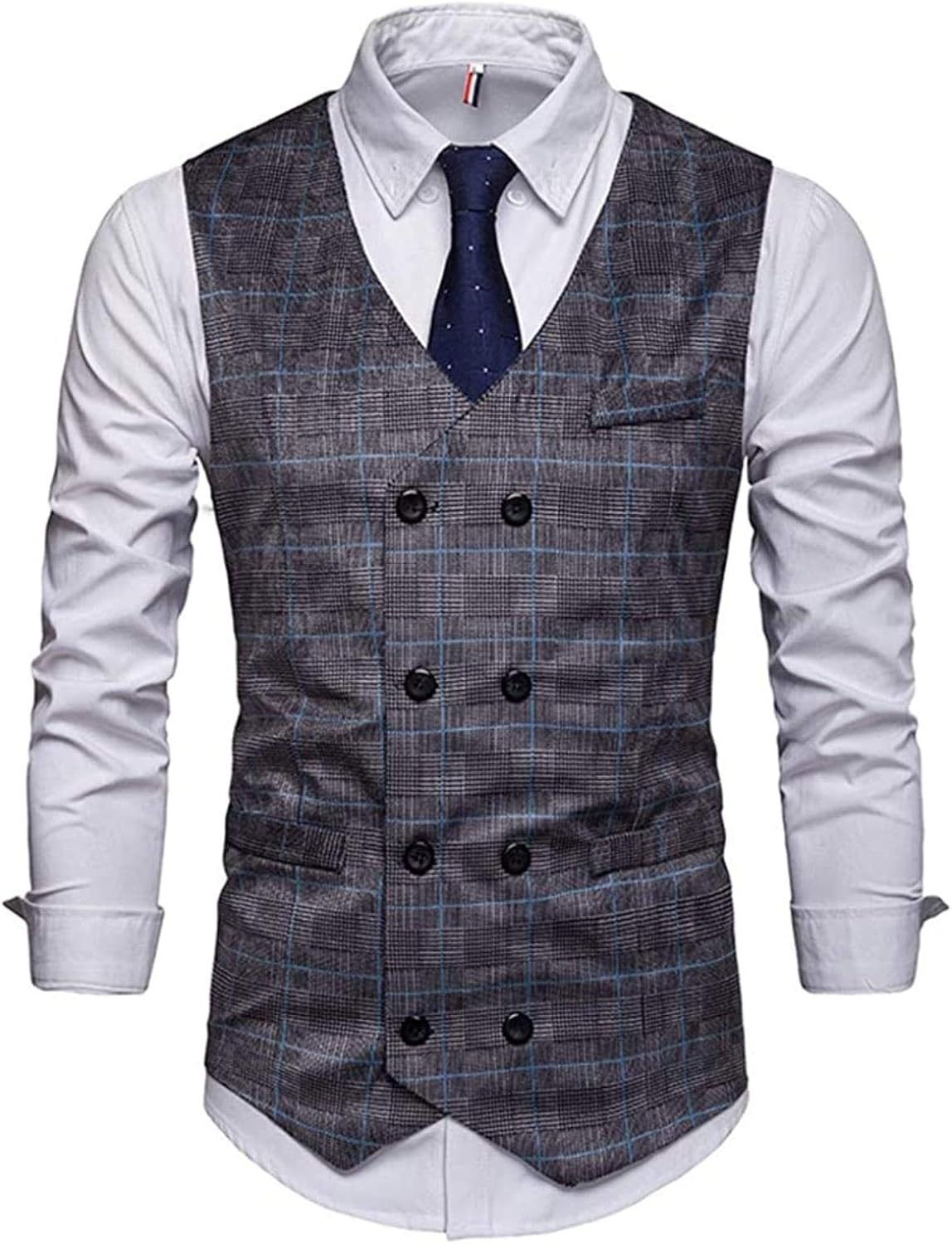 Paisley Suit Vest for MenBusiness Fashion Double Breasted Slim Fit