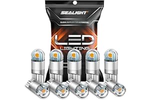 SEALIGHT 194 LED Bulb 2700K Amber, 168 2825 T10 W5W 3030 Bright LED Chips, Dome Light, Map Light, Door Light, Courtesy Light, License Plate Light, Pack of 10