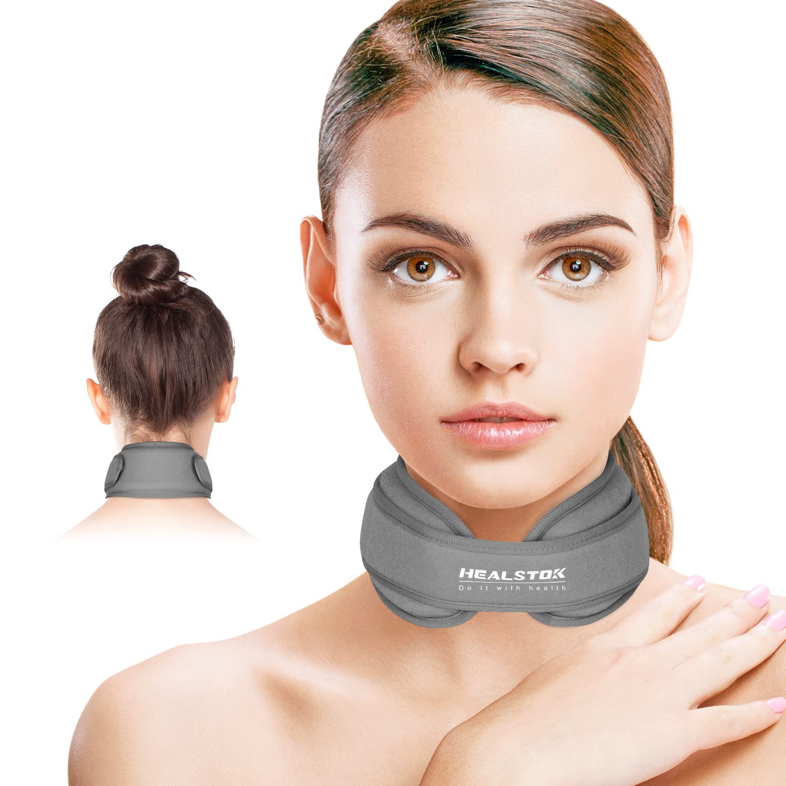 Photo 1 of Neck Ice Pack Wrap,Cervical Ice Pack,Cold Compress Ice Packs for Injuries Reusable Cold & Hot Therapy Adjustable Flexible Gel Migraine Ice Head Wrap for Neck Pressure (Grey)