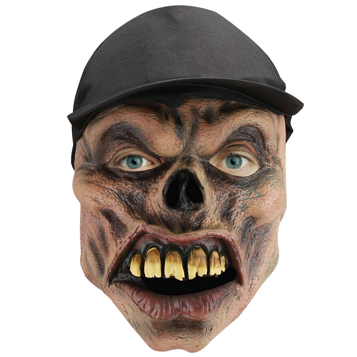 Hautton Halloween Face Mask, Men's Creepy Scary Clown Joker with Black Hat Latex for Halloween Costume Party