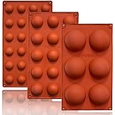 Lerykin Semi Circular Silicone Molds, Non-Stick Silicone Chocolate Molds,3 Packs Baking Molds for Making Chocolate, Cake, Jel