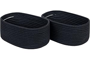 CubesLand Cute Black Basket Bins,Small Woven Storage Baskets for Shelf,Baby Nursery Basket Bin,Cube Organizer Basket Bin,Soft Toys Storage Basket,Home Decor Organization Bins 12 x 8 x 5 inches