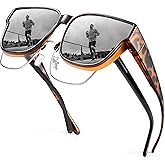 URUMQI Polarized Sunglasses Fit Over Glasses for Women, UV400 Protection Trendy Square Womens Mens Shades Sun Glasses