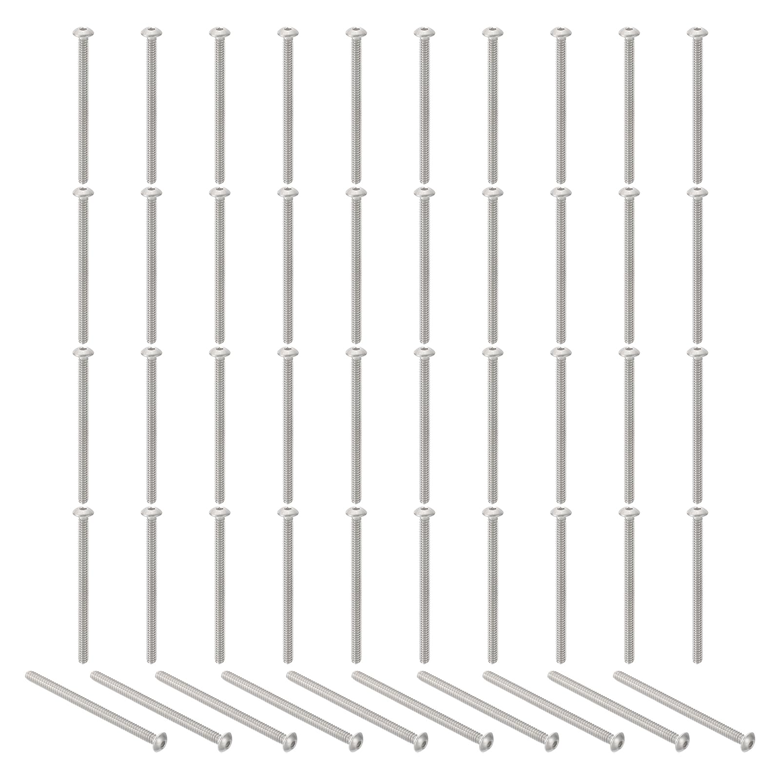 PATIKIL #6-32x2" Button Head Socket Cap Screws, 50 Pcs 304 Stainless Steel 18-8 Socket Cap Screw Bolts Allen Hex Drive Full Thread UNC