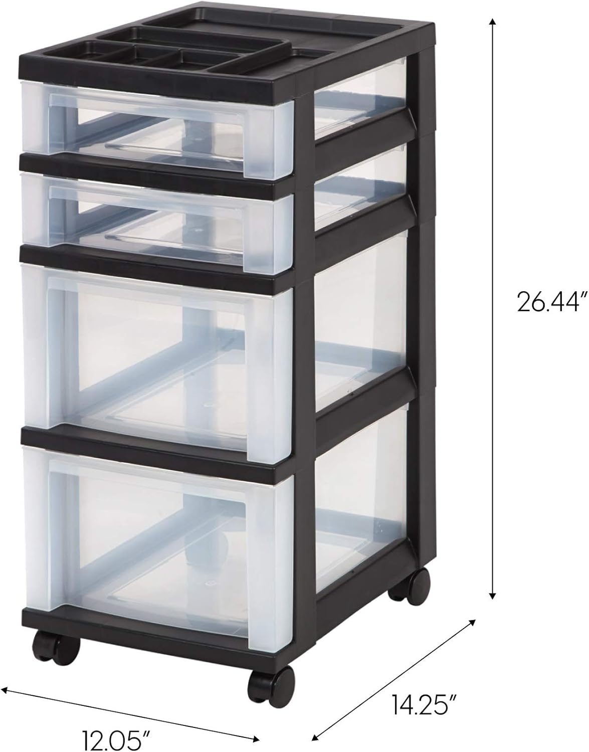 IRIS USA MC-322-TOP 4-Drawer Storage Cart with Organizer Top, Clear: Home & Kitchen