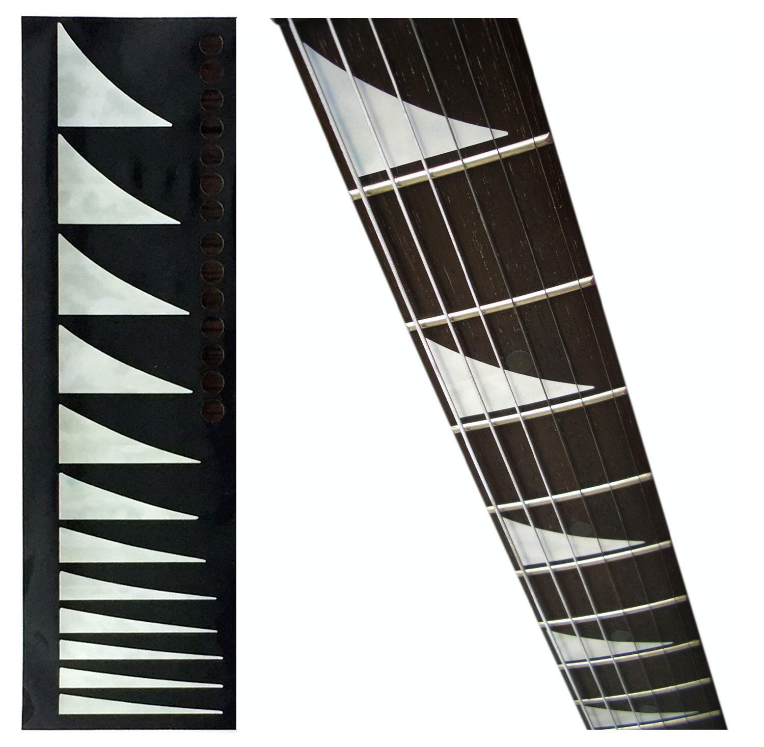 Inlay Sticker Fret Markers for Guitars & Bass - Jackson Style Shark-Fin with Rosewood Dots,F-017SF-WT