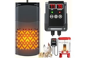 SOLARCLUCK PTC Chicken Water Heater for Winter with Waterproof Thermostat Chicken Waterer Heater with LCD Display, Adjustable Temp, Energy-efficient, Safe Heated Poultry Waterer for Chicken, Pet, Bird Bath