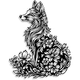 LIYOUYA Fox Flower Metal xx Wall Decor - Animal Art Room Decor Black Simple xx Wall Art Home Decor for Living Room, Bedroom, Dining Room, Farmhouse (Black)