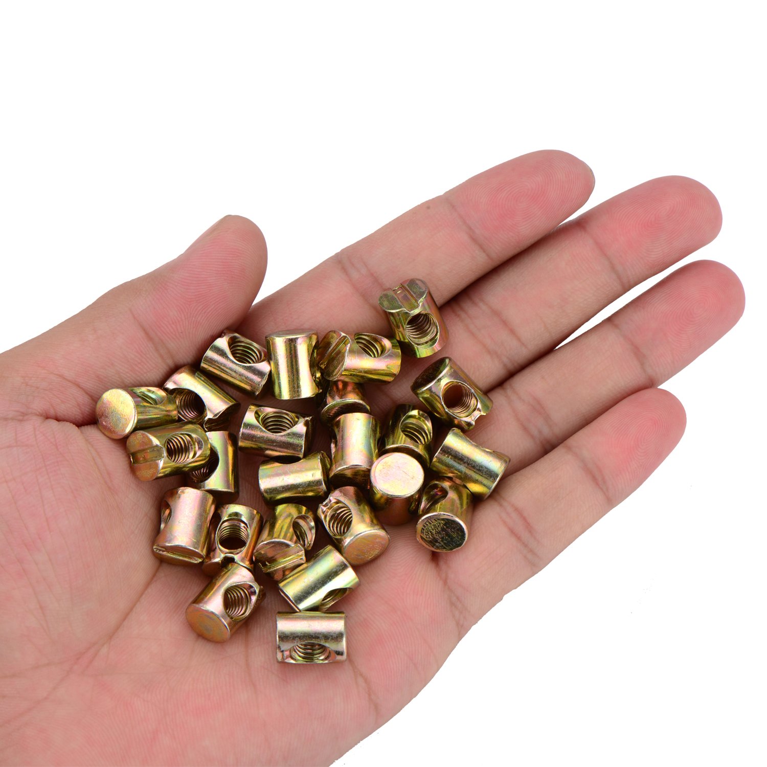 Kenkio 24 pieces M6 Barrel Nuts Cross Dowels Slotted Nuts for Furniture