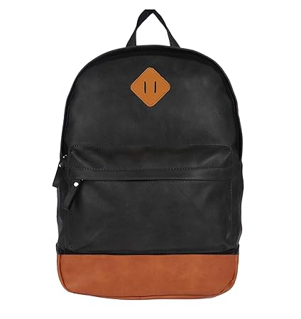 Fur Jaden Black Artificial Leather Laptop Backpack Bag for Men