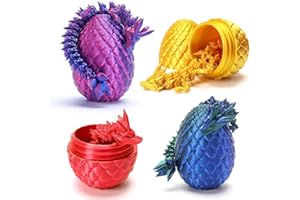 podafu 4 Pcs Mini 3D Printed Dragon Eggs with Crystal Dragon Inside, Easter Egg fillers Easter Gifts for for Chrismas, Thanks Giving Valentine's Day, Easter, Bithday(Without Keychain)