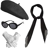 Women Girls French Paris Themed Party 1950s Costume Accessories Set (4 Pieces)